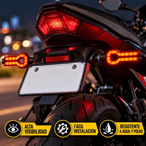 LUZ LED DIRECCIONAL UNIVERSAL PARA MOTOCICLETA ROJO (PAR)