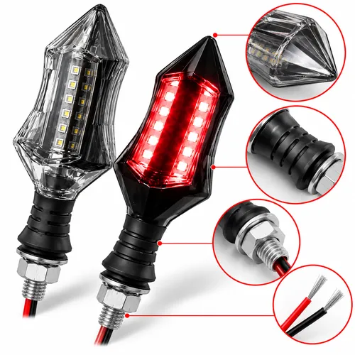 LUZ LED DIRECCIONAL UNIVERSAL PARA MOTOCICLETA ROJO