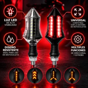 LUZ LED DIRECCIONAL UNIVERSAL PARA MOTOCICLETA ROJO