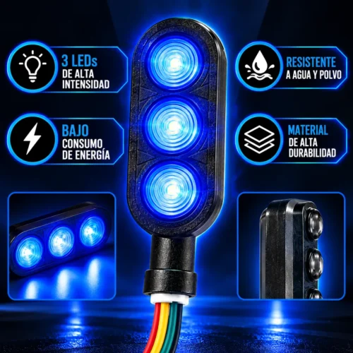 LUZ LED DIRECCIONAL UNIVERSAL PARA MOTOCICLETA AZUL