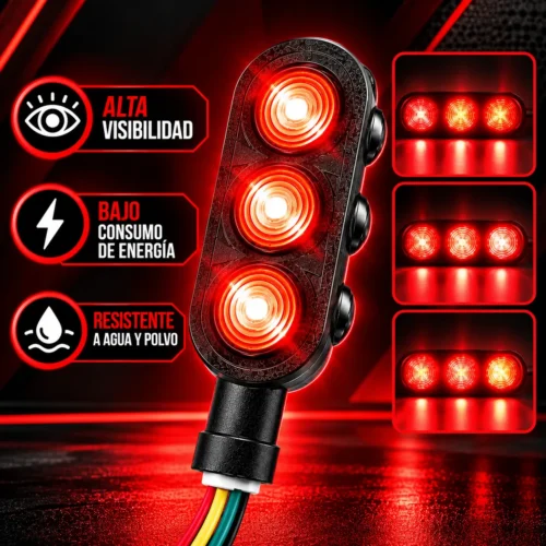LUZ LED DIRECCIONAL UNIVERSAL PARA MOTOCICLETA ROJO