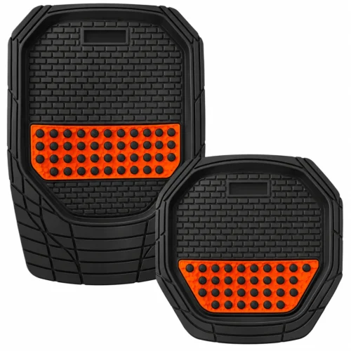 TAPETE GRUESO 4 PZAS TIPO CHAROLA NEGRO/ANARANJADO (JUEGO)